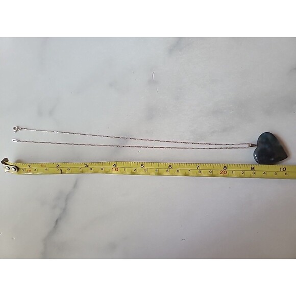 925 Sterling Silver Blue Jasper Heart Pendant Necklace Vintage - Picture 10 of 10